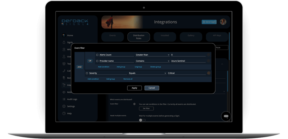 Configuration of Alert Routing in the Alerting Software SIGNL4